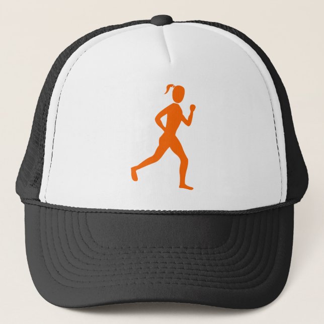 Runner (Female) - Orange Trucker Hat (Front)