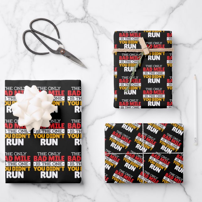 Runner - Funny Bad Mile Running Quote Wrapping Paper Sheet (Front)