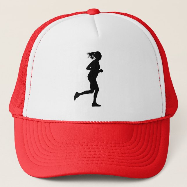 Runner Girl Silhouette Trucker Hat (Front)