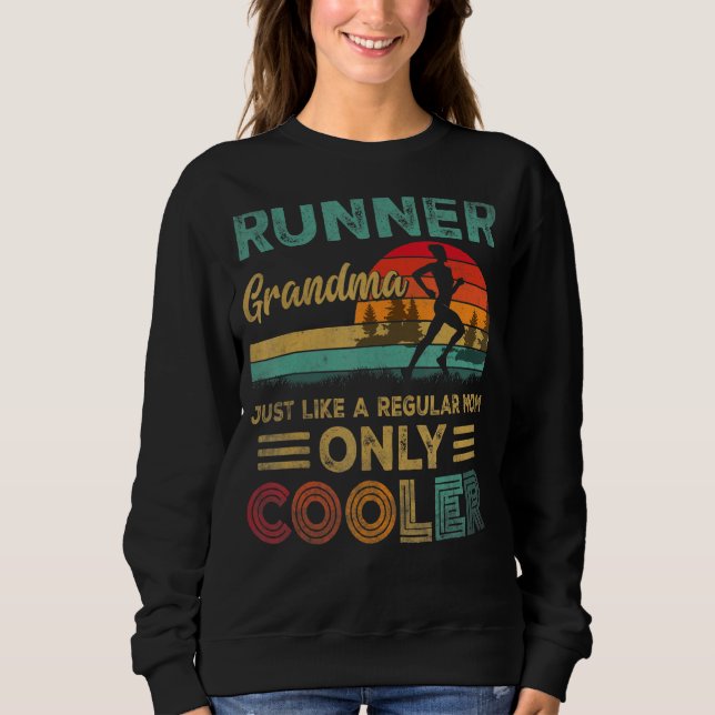 Runner Grandma Funny Marathon Running Jogging Moth Sweatshirt (Front)