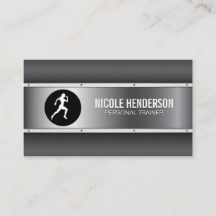 Runner Icon   Metallic Industrial Business Card