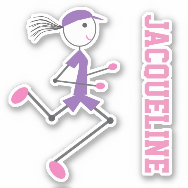 Runner Lady Pink Purple Personalised Sticker (Front)