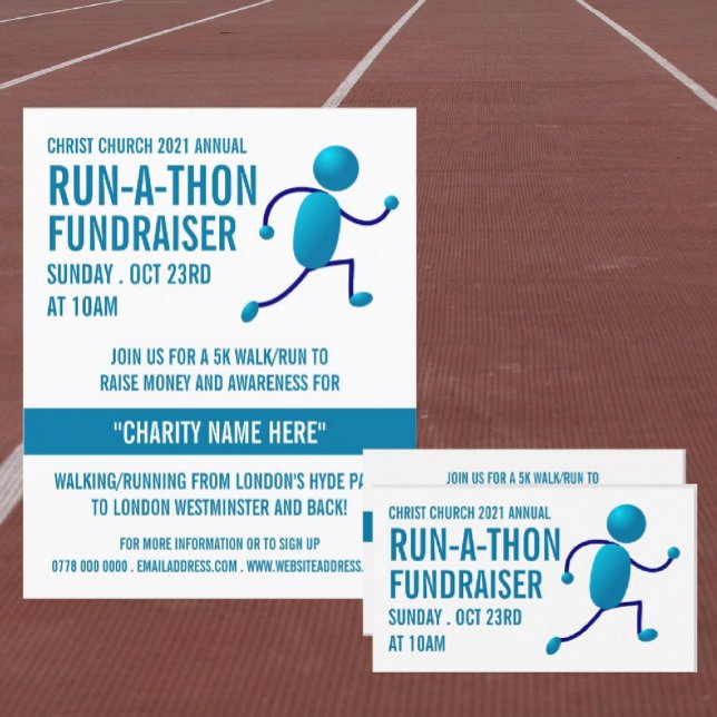 Runner Logo, Charity Run-Walk-a-Thon Event Business Card (Creator Uploaded)