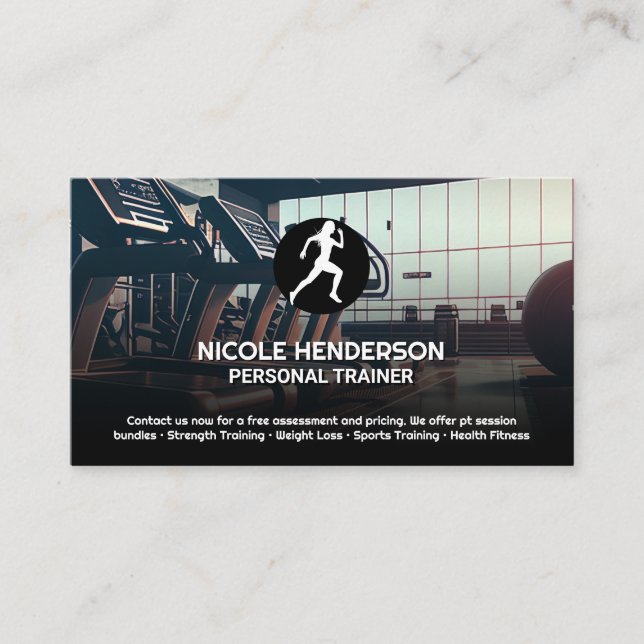Runner Logo | Treadmill | Modern Gym  Business Card (Front)