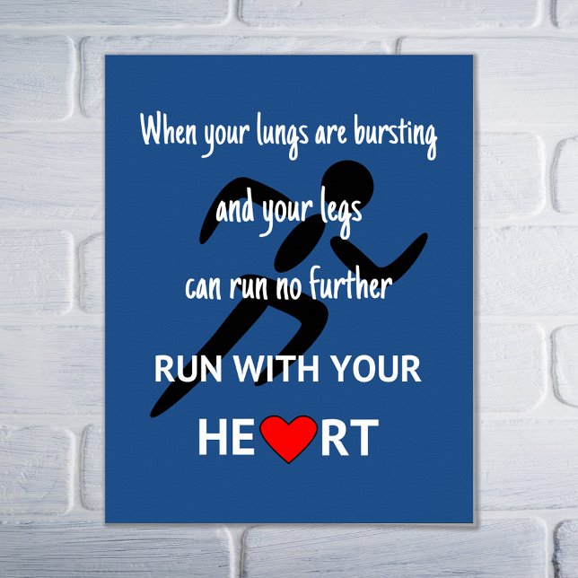 Runner motivational quote sport poster (White on navy background)