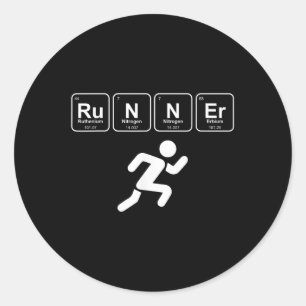Runner Periodic Table Funny Running Marathon Lover Classic Round Sticker