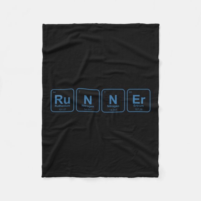 Runner Periodic Table Funny Running Marathon Lover Fleece Blanket (Front)