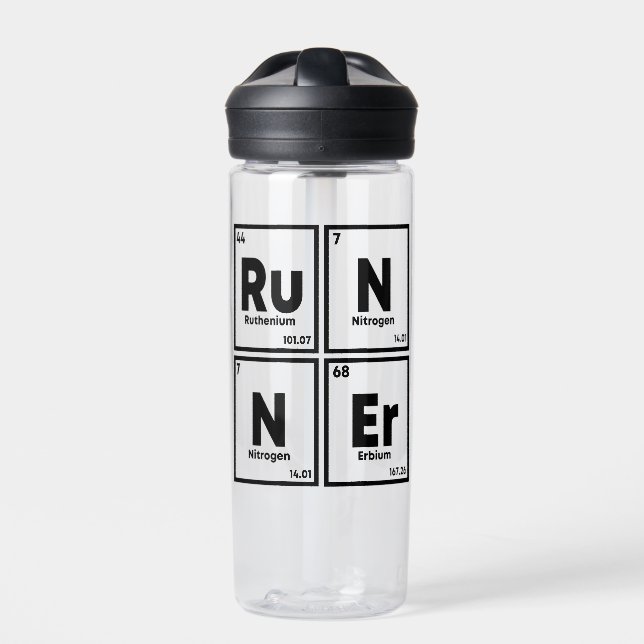 Runner Periodic Table Marathon Runners Science Water Bottle (Front)