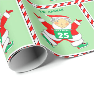 Runner Racing Holiday Gift Wrapping Paper