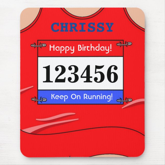Runner Red Vest  Mouse Mat (Front)