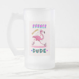 Runner Rhythmic Dude Frosted Glass Beer Mug