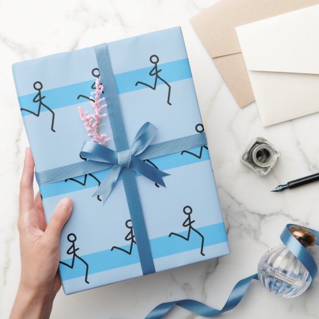 Runner Running Blue Pattern Wrapping Paper (Gifting)