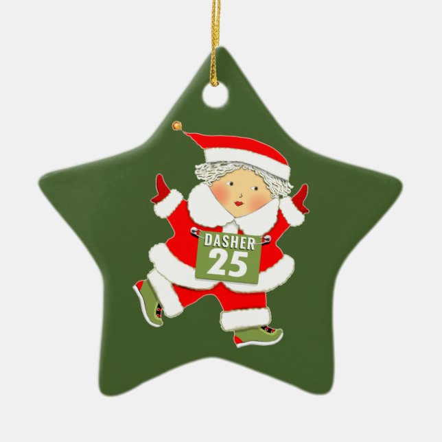 Runner Running Christmas Collectable Ceramic Tree Decoration (Front)
