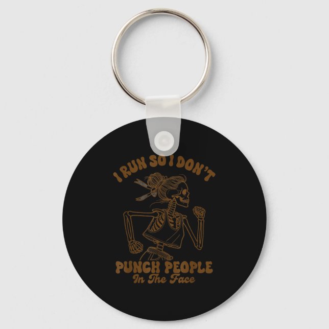 Runner running i run i don't punch people skeleton key ring (Front)