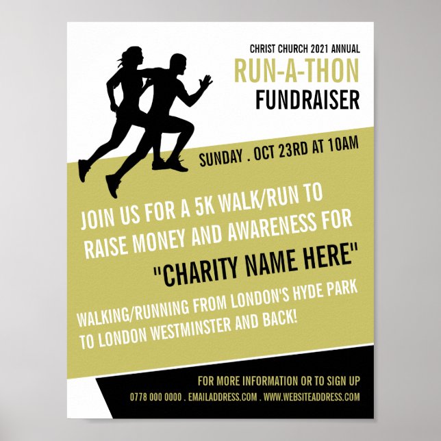 Runner Silhouette, Charity Run-Walk-a-Thon Event Poster (Front)