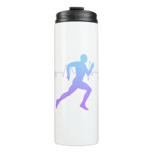 Runner Silhouette Gradient Heart Beat   Thermal Tumbler