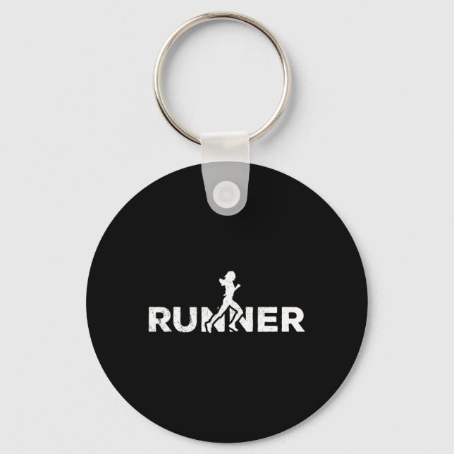Runner Silhouette Jogging Marathon Athlete  Key Ring (Front)