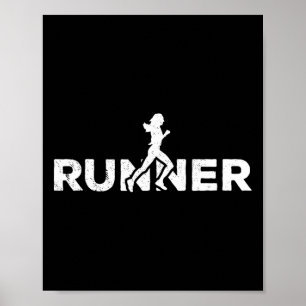 Runner Silhouette Jogging Marathon Athlete  Poster