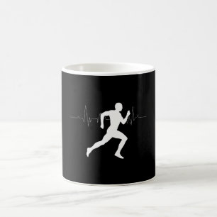 Runner Silhouette With Heart Beat Line   Coffee Mug