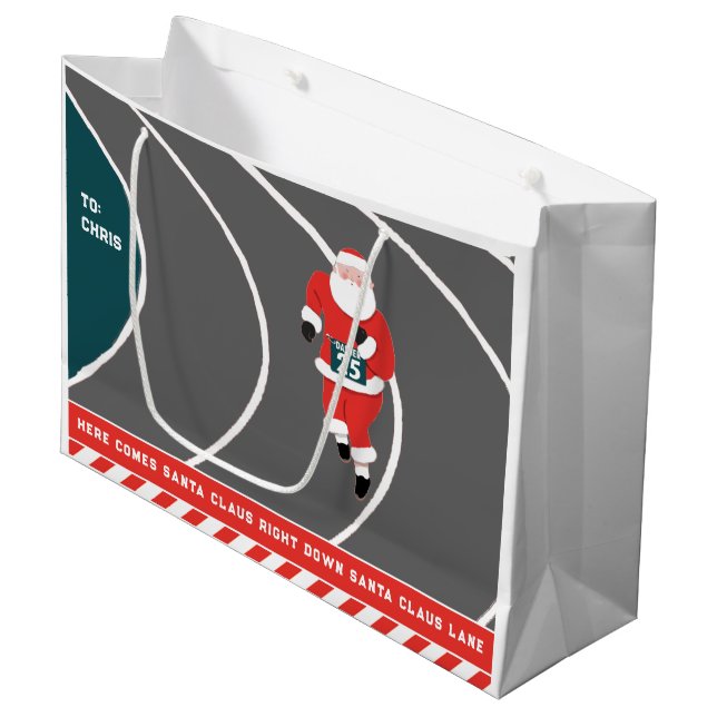 Runner Track and Field Christmas Large Gift Bag (Front Angled)