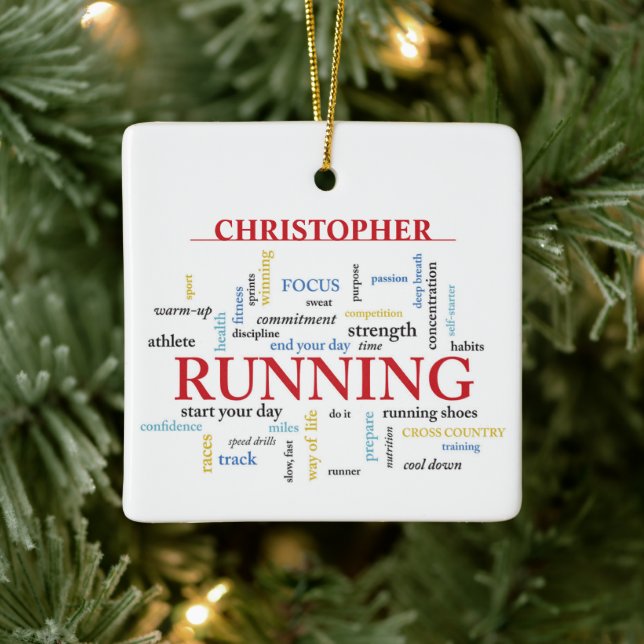 Runner with Words Personalised Ceramic Ornament (Tree)