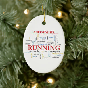 Runner with Words Personalised Ceramic Tree Decoration