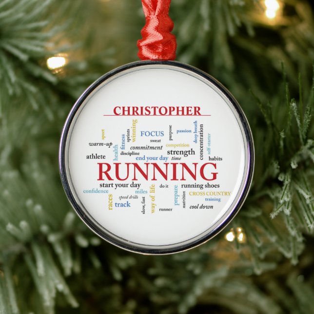 Runner with Words Personalised Metal Tree Decoration (Tree)