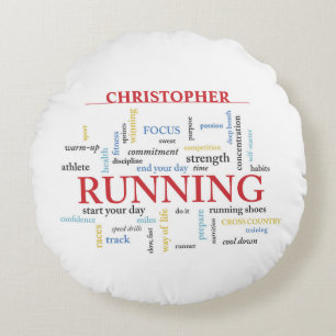 Runner with Words Personalised Round Cushion