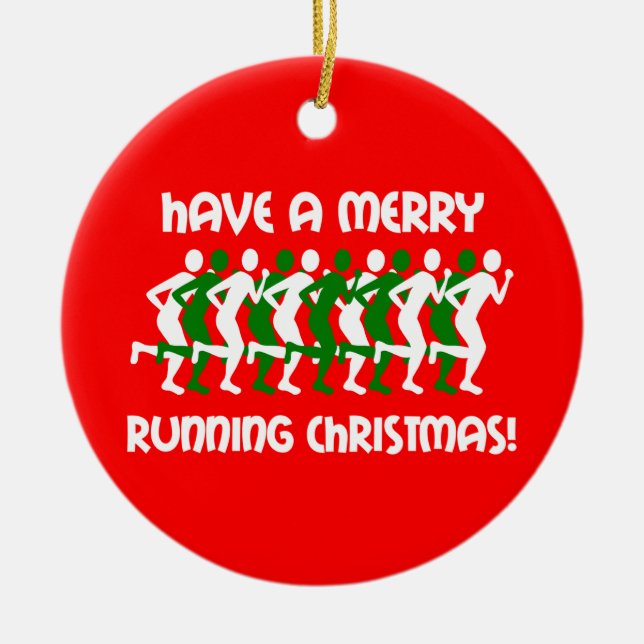 runners Christmas Ceramic Tree Decoration (Front)