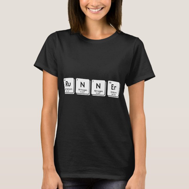 Runners Funny Running Periodic Table Science Nerd  T-Shirt (Front)
