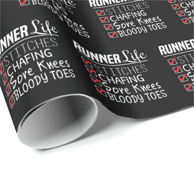 Runner's Life Funny Marathon Running Checklist Wrapping Paper (Roll Corner)