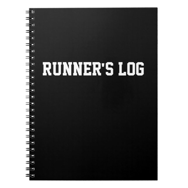 Runner's Log Running Notebook Black Spiral Journal (Front)