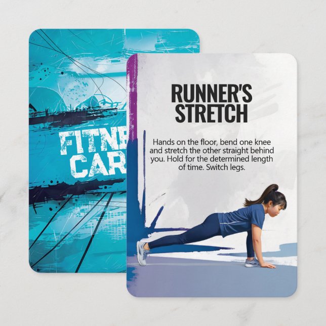 Runner's Stretch Fitness Card with Blue Backing (Front/Back)