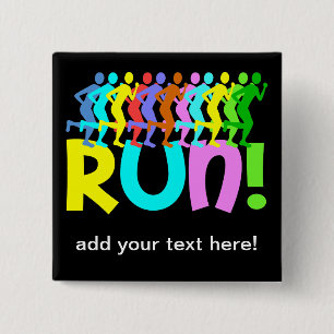 running 15 cm square badge