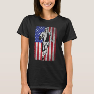 Running American Flag Marathon Runner and Joggers T-Shirt