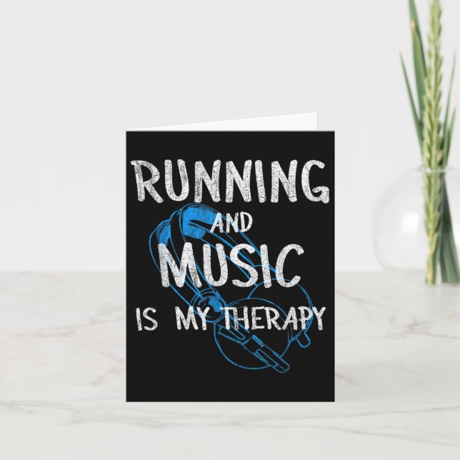 Running And Music Is My Therapy Headphones Design  Card (Front)