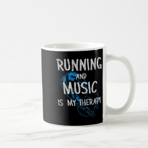 Running And Music Is My Therapy Headphones Design  Coffee Mug