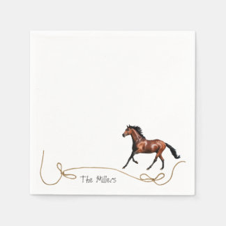 Running bay horse cocktail beverage napkin