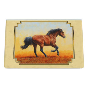 Running Bay Horse Yellow Desk Business Card Holder