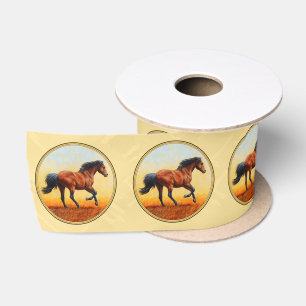 Running Bay Horse Yellow Satin Ribbon