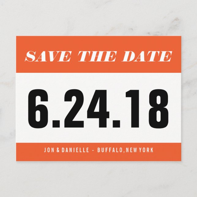 Running Bib - Save The Date Announcement Postcard (Front)