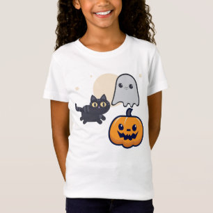 Running Black Cat Ghost With Pumpkin T-Shirt