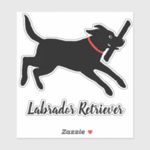Running Black Labrador Retriever Cute Dog Sticker