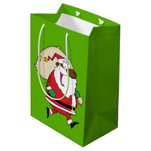 Running Black Santa Gift Bag