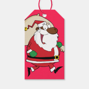 Running Black Santa Paper Gift Tag