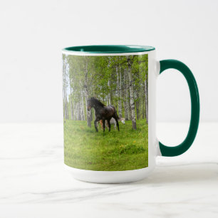Running Black Thoroughbred Percheron Horse Photo 4 Mug