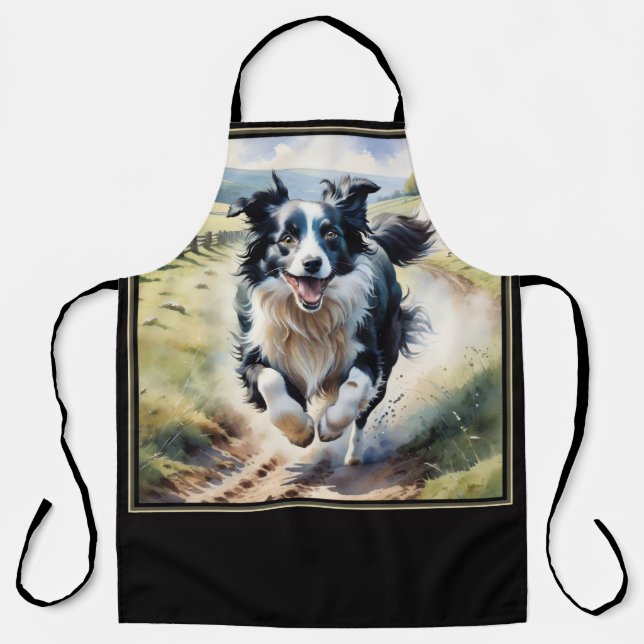 Running Border Collie Apron (Front)