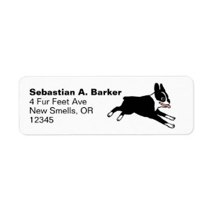 Running Boston Terrier Cartoon Dog Return Address