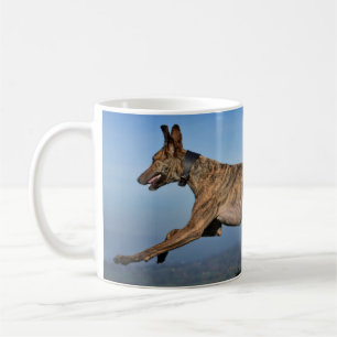 Running Brindled Sighthound Lurcher Greyhound Dog Coffee Mug