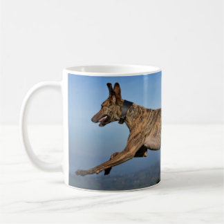 Running Brindled Sighthound Lurcher Greyhound Dog Coffee Mug